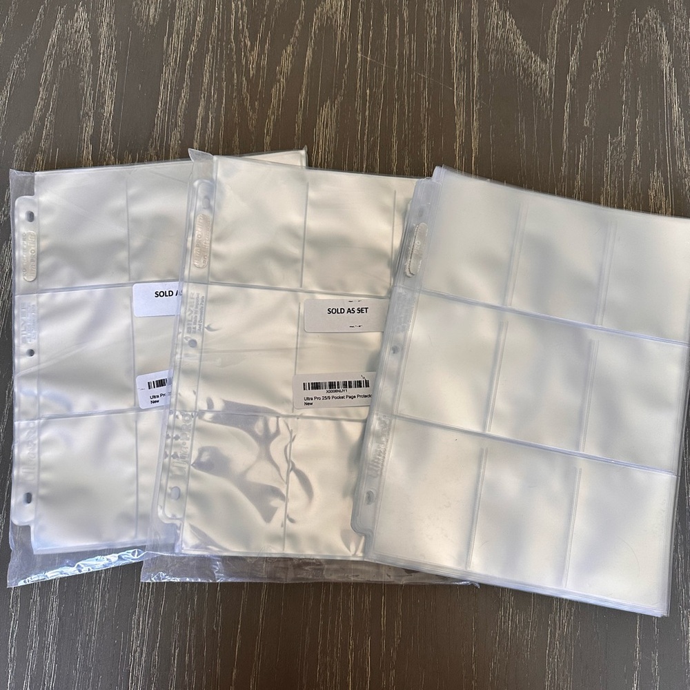 Three Packs of 25 Each Clear Trading Card Sleeves - 9-Pocket Page Protectors